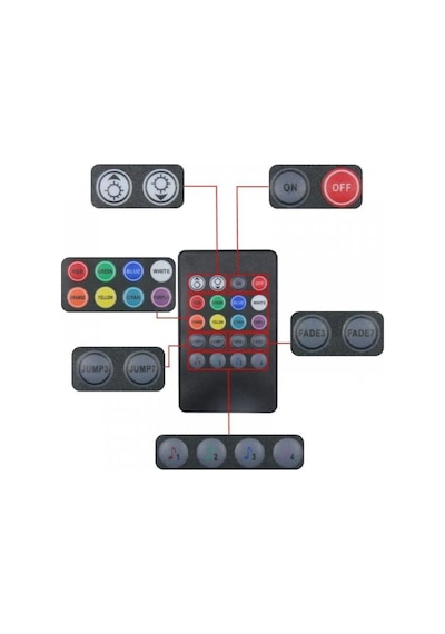 Araç Ayak Altı Led Lamba 12 Led 4 Lü Rgb Araç Içi Müziğe Duyarlı Aydınlatma Kumandalı 12 Led 4 Lü