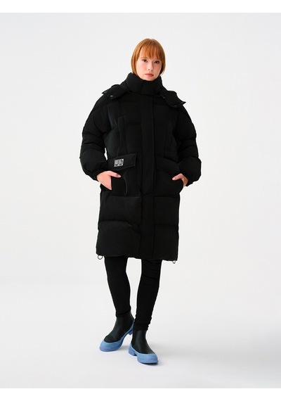Loose Fit Kadın Mont Siyah
