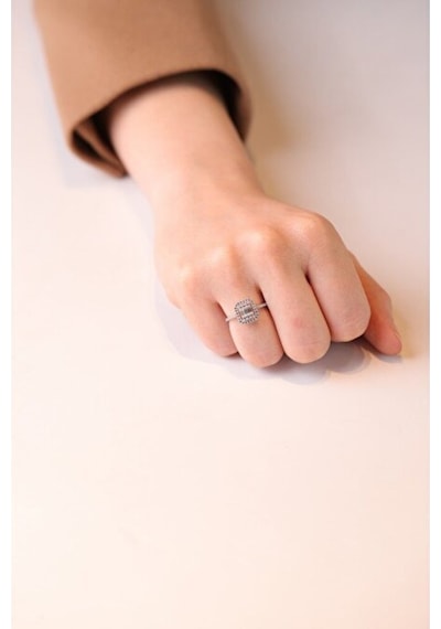 Gülaylar Diamond 489794308 Line Beyaz Altın 8 Ayar Baget Yüzük
