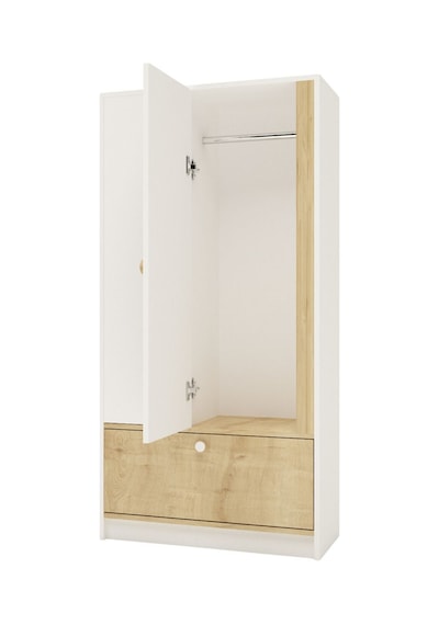 Floradesign Malibu Aynalı Gardırop /elbise Dolabı 3 Kapaklı Dolap / Organizer Beyaz/meşe