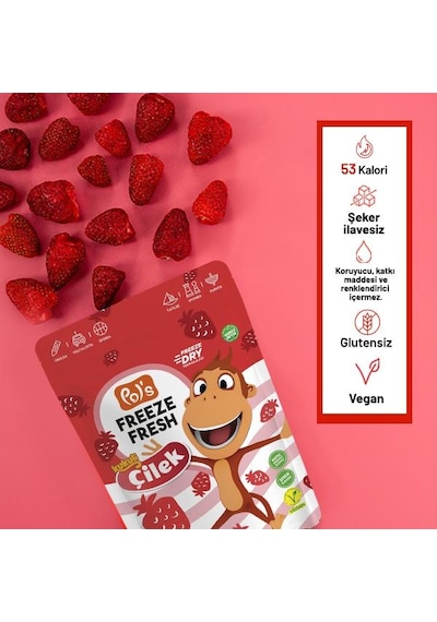 Pol S Freeze Fresh Dondurularak Kurutulmuş Kukuli Çilek 15 Gr 15 G