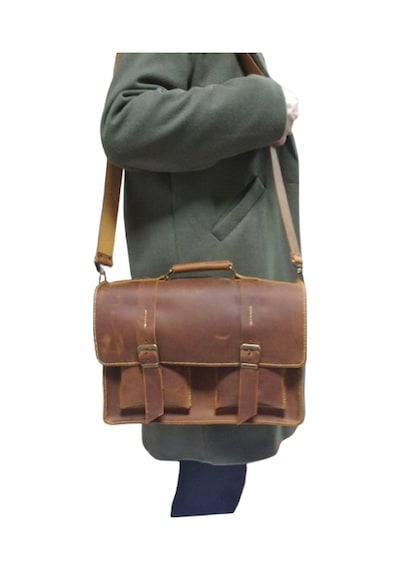 Nyc Giyim Tekstil Hakiki Dana Derisi El Dikişli Deri Evrak Çantası, Omuz Askılı, Çok Gözlü, 35x26x9 Cm, Laptop Ve Tablet İçin İdeal,siyah,kahve,taba Carzy Renk Seçenekleriyle