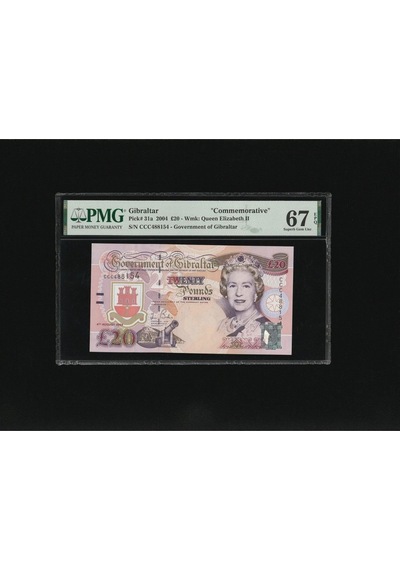 Pmg 67 Puan Epq Super Gem Unc Gibraltar Cebelitarık 20 Pound Pick 31a 2004 S/n Ccc 488154 Çil