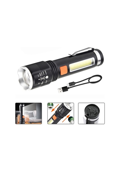 Gold Orion Km-102 4 Modlu Tip-c Şarjlı Zoomlu Taktikal El Feneri Açık Gri