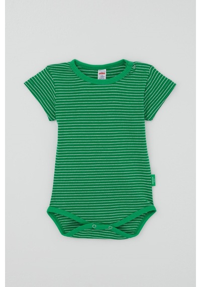Breeze Erkek Çocuk Çıtçıtlı Kısa Kollu Zıbın Body Çizgili 1-3 Yaş , Yeşil