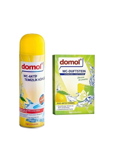 Tuvalet Temizleme Köpüğü Limon 500 Ml + Wc Kokusu Klozet Blok Askı Aparatlı 2x40 G
