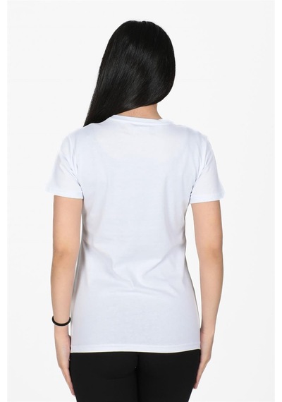 Neva Baskılı Bisklet Yaka Normal Kalıp Tshirt Beyaz-beyaz Beyaz