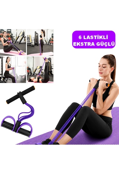 Karın Kol Kalça Ayak Tüm Vücut Şekillendirme Fitness Aerobik Body Trimmer 6 Lastikli Ekstra Güçlü Mor