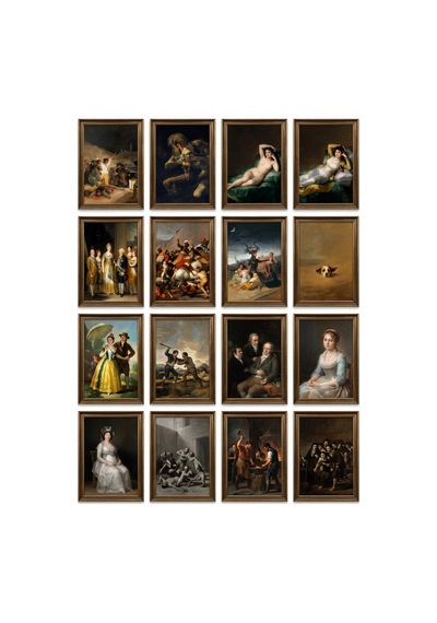 Francisco Goya Eserleri 16'lı Sticker Seti Laptop Defter Planlayıcı Etiket 3 Mayıs 1808, Çocuklarını Yiyen Satürn, Giyinik Maya Çok Renkli