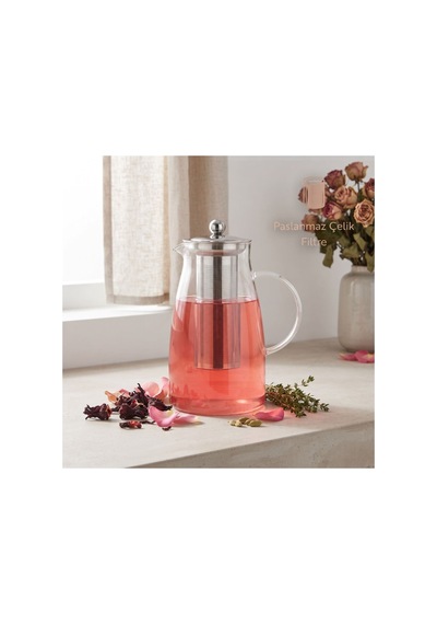 Detoks Sürahisi - 1500 Ml - Paslanmaz Çelik Filtre - Cam