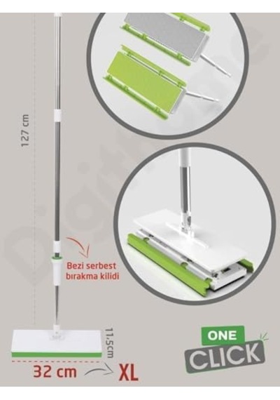 One Click Akıllı Mop Paleti Xl 32cm Tembel Mop El Değmeden Islak Havlu Ve Bez Kullan At Otomatik Dgt-101 Açık Altın