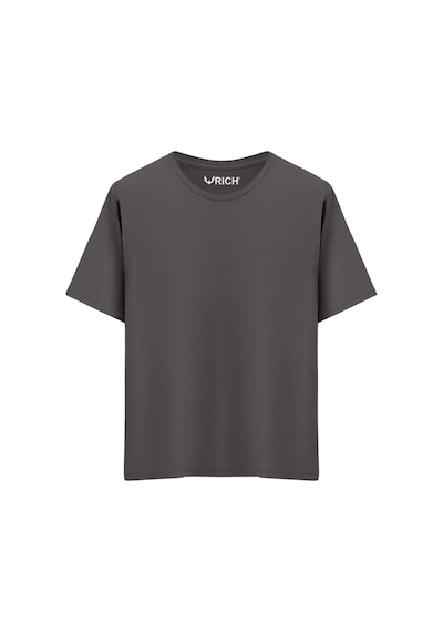 Rich Erkek 3 Lü Paket %100 Pamuk Oversize Tişört Basic Bisiklet Yaka Kısa Kollu T-shirt Gri