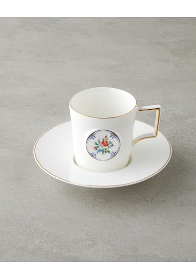 English Home Charmed Bloom Porselen 4 Parça 2 Kişilik Double Kahve Fincan Takımı 155 Ml Beyaz-gold Beyaz-gold