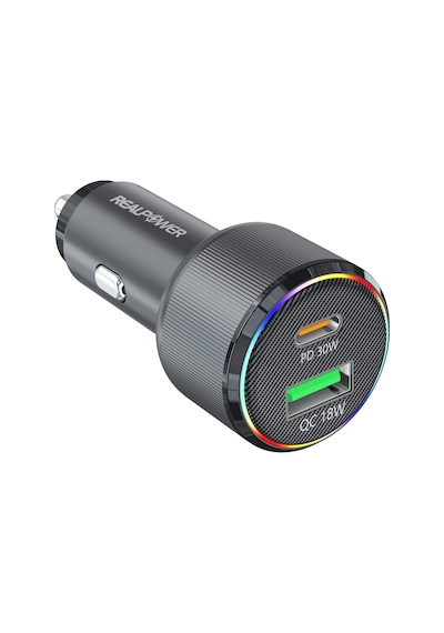 Realpower 48w Hızlı Araç Şarjı + Type-c Den Type-c Kablo Rp-cc48w Siyah