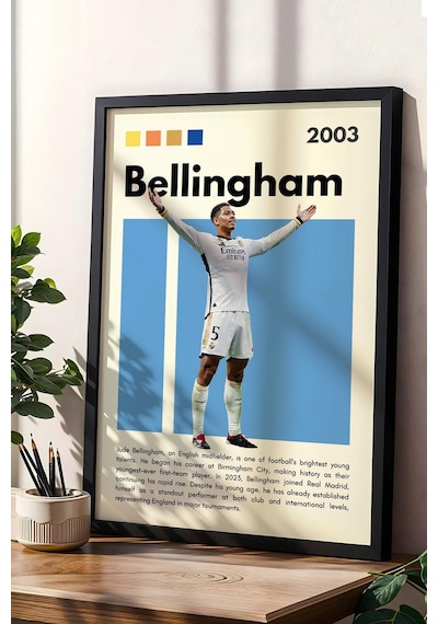 Jude Bellingham Çerçeveli Tablo - Dekoratif Çerçeveli Futbolcu Poster Tablo