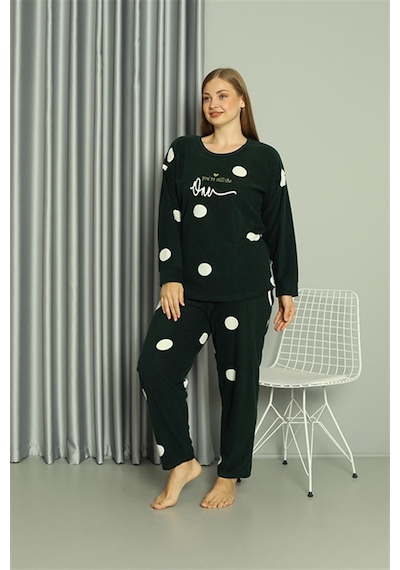 Akbeniz Welsoft Polar Kadın Büyük Beden Petrol Rengi Pijama Takımı 808045 - 4xl Petrol