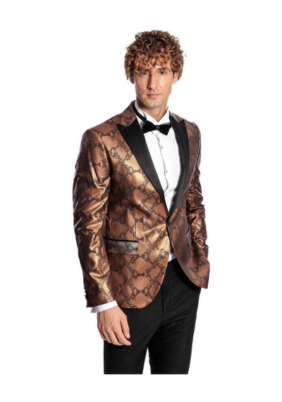 Desenli Slim Fit Kahverengi Erkek Smokin Ceket - Wessi Kahverengi Desenli Slim Fit Kahverengi Erkek Smokin Ceket - Wessi Kahverengi
