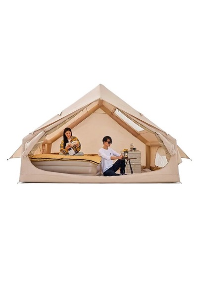 6 Kişilik 4 Mevsim Su Geçirmez Şişme Kamp Çadırı 210d Oxford Kumaş 8 M2 310x245x142 Cm Bej