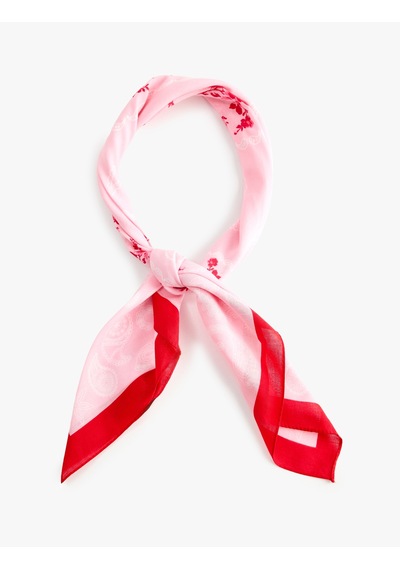 Koton Çiçek Desenli Kare Fular Bandana Pembe 6sak50090aa Gül
