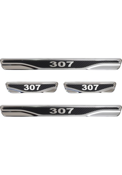 Peugeot 307 Uyumlu Kapı Eşiği Karbon Krom 4 Parça