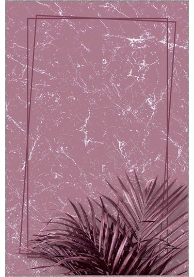 Pembe Modern Klasik Kaymaz Tabanlı Dekoratif Halı Rv186n11