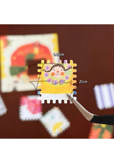 Mavi Pul Delgeç Tasarım Scrapbooking Malzemesi - Pul Şekilli Delgeç Kağıt Kesici