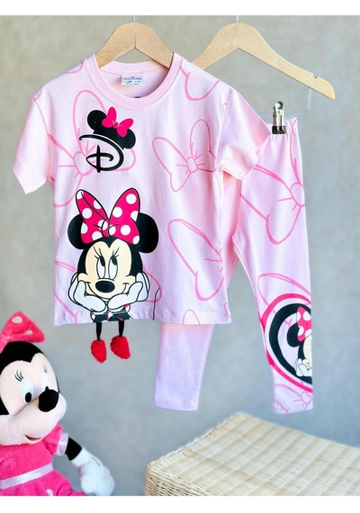 Lolliboomkids Kız Çocuk 3d Sarkık Ayak Detaylı Alt Üst Takım 2 Parça T-shirt Tayt Pembe