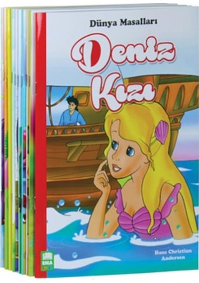 Dünya Masallar Seti 1.ve 2. Sınıflar İçin Eğik El Yazılı - 10 Kitap Takım Büyük Boy- Ema Çocuk