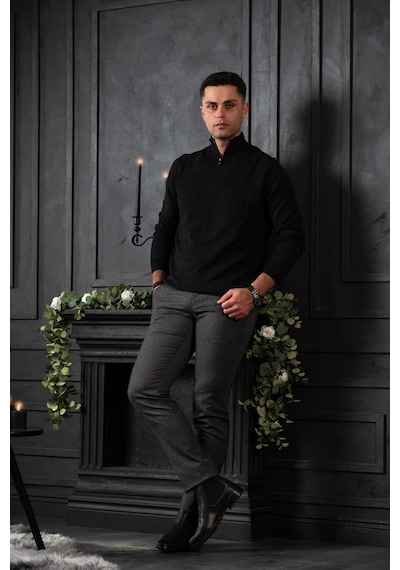 San&fa Regular Fit Yarım Balıkçı Yünlü Erkek Triko Kazak 001