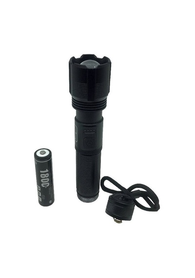 TC24-36 800 Lumen Şarjlı Darbeye Dayanıklı Güçlü Zoomlu Fener Siyah