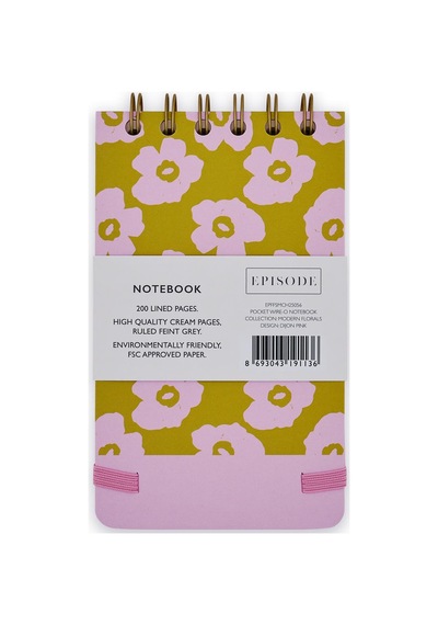 Episode Küçük Spiralli Modern Floral 100 Yp. Defter - Dijon Pink Çok Renkli