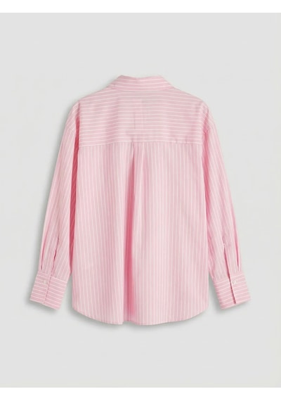 Lc Waikiki Pembe Çizgili Poplin Kadın Gömlek