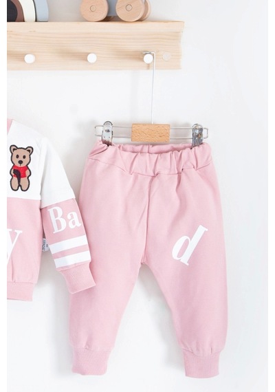 Babydonat Baby Desenli 2'li % 100 Pamuk Kız Bebek Takımı Pembe