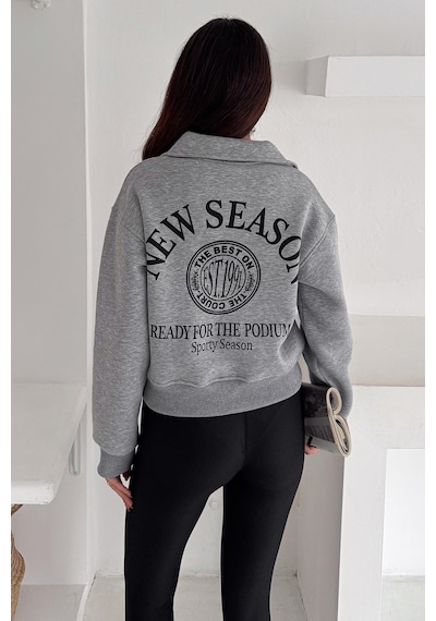 Noa & Noa Kadın Baskılı Oversize Sweatshirt Sporty Season 1992 Gri