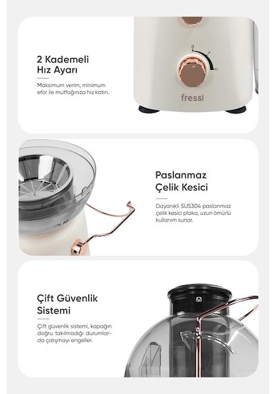 Fressi FR-KM01 800 W Hız Ayarlı Katı Meyve Sıkacağı