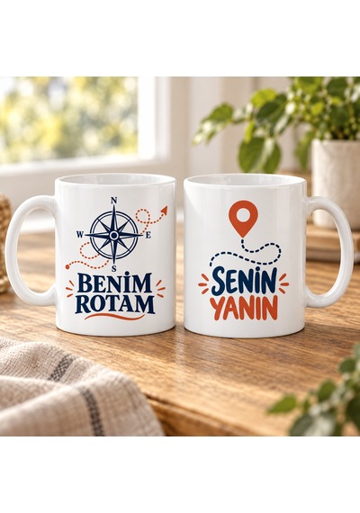 Trendexa Benim Rotam Senin Yanın 2'li Porselen Kupa Seti - Model 314 Mac