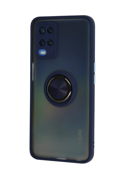 Oppo A54 4g Uyumlu Kılıf Montreal Yüzüklü Silikon Kapak - Lacivert