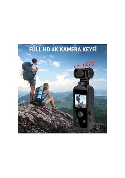 4k Ultra Hd Aksiyon Kamerası 270 Geniş Açı Döner Klips Su Geçirmez Kılıf Wifi Kamera Najmaddin