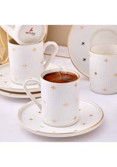 Aryıldız Aure 12 Parça 6 Kişilik Kahve Fincan Takımı 90 Ml Çok Renkli