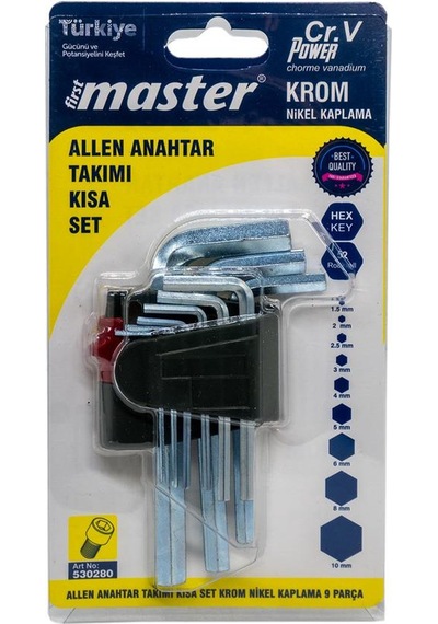 Master 530285 Kısa Hex Allen Anahtar Takımı 9 Parça