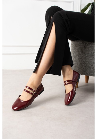 Wolk Shoes Maia Kadın Babet Bantlı Tokalı Bordo