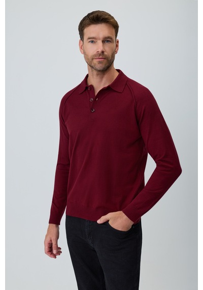 Morven Erkek Bordo Trend Polo Yaka Reglan Kol Triko Kazak 27kc017008750 Bordo