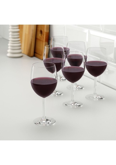 Kırmızı Şarap Kadehi, Cam, 30 Cl, 6 Adet Açık Mavi