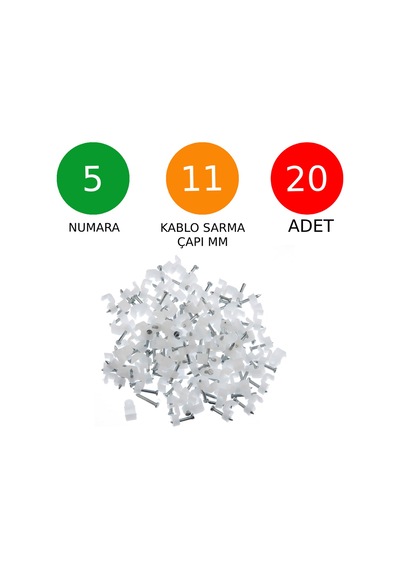Tek-iş Beton Çivili Kablo Tutucu Kroşe No: 5 - 11mm 20 Adet