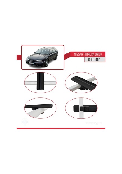 Nissan Primera W10 1991-1997 Arası İle Uyumlu Basic Model Ara Atkı Tavan Barı Siyah 3 Adet
