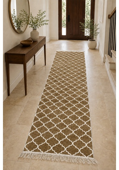 Kilim Paspas Çok Amaçlı Halı Makinede Yıkanabilir Toz Yapmaz Bej