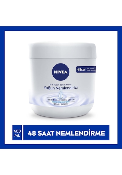 Yoğun Nemlendirici El & Vücut Bakım Kremi 400ml, Normal/kuru Ciltler 48 Saat Nemlendirme