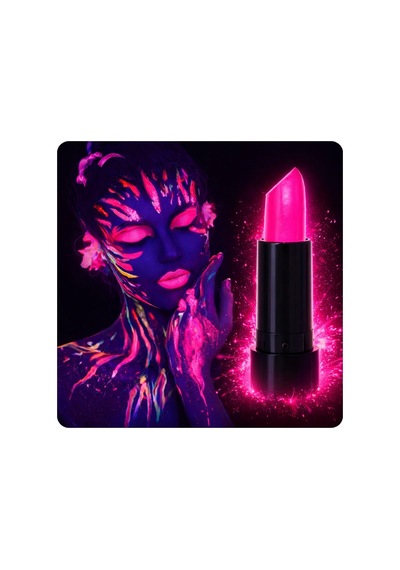 Uv Neon Pembe Ruj Karanlıkta Parlayan Makyaj Boyası "