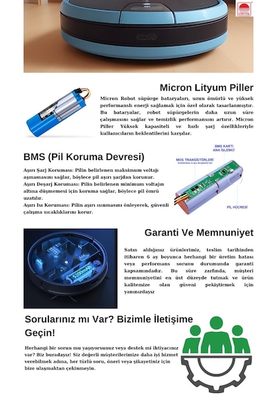 Viomi S9 Uyumlu Robot Süpürge Batarya 14.4v 5200 Mah Li-ion Pil B