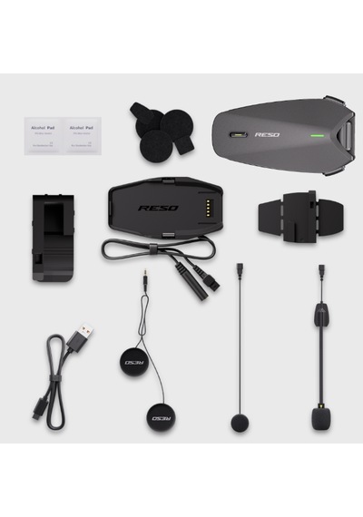 Reso Pilot Pro Motosiklet İnterkom Duosync Çift Mesh Bluetooth 30 Sürücü 12 Km Ip67